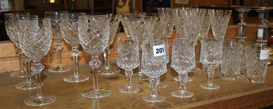 Collection of Waterford cut crystal drinking glasses